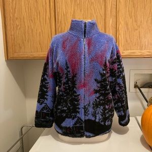 Fuzzy Sunset Landscape Zip Up Fleece